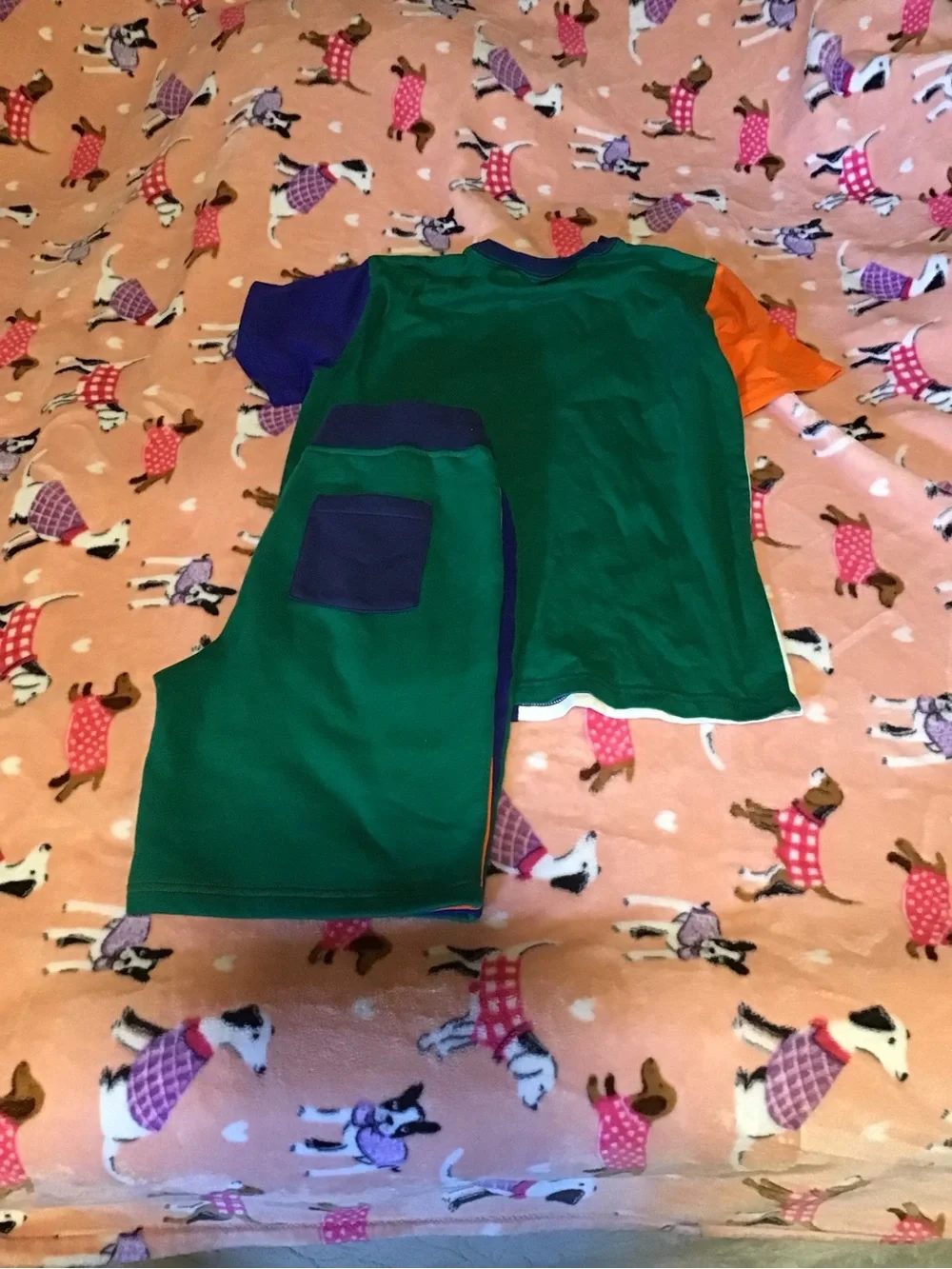 Ralph Lauren Colorblock Kids Tee and Shorts Set - Orange, Blue, White